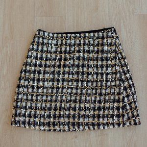 Mia Tweed Gingham and Sequin Mini Skirt